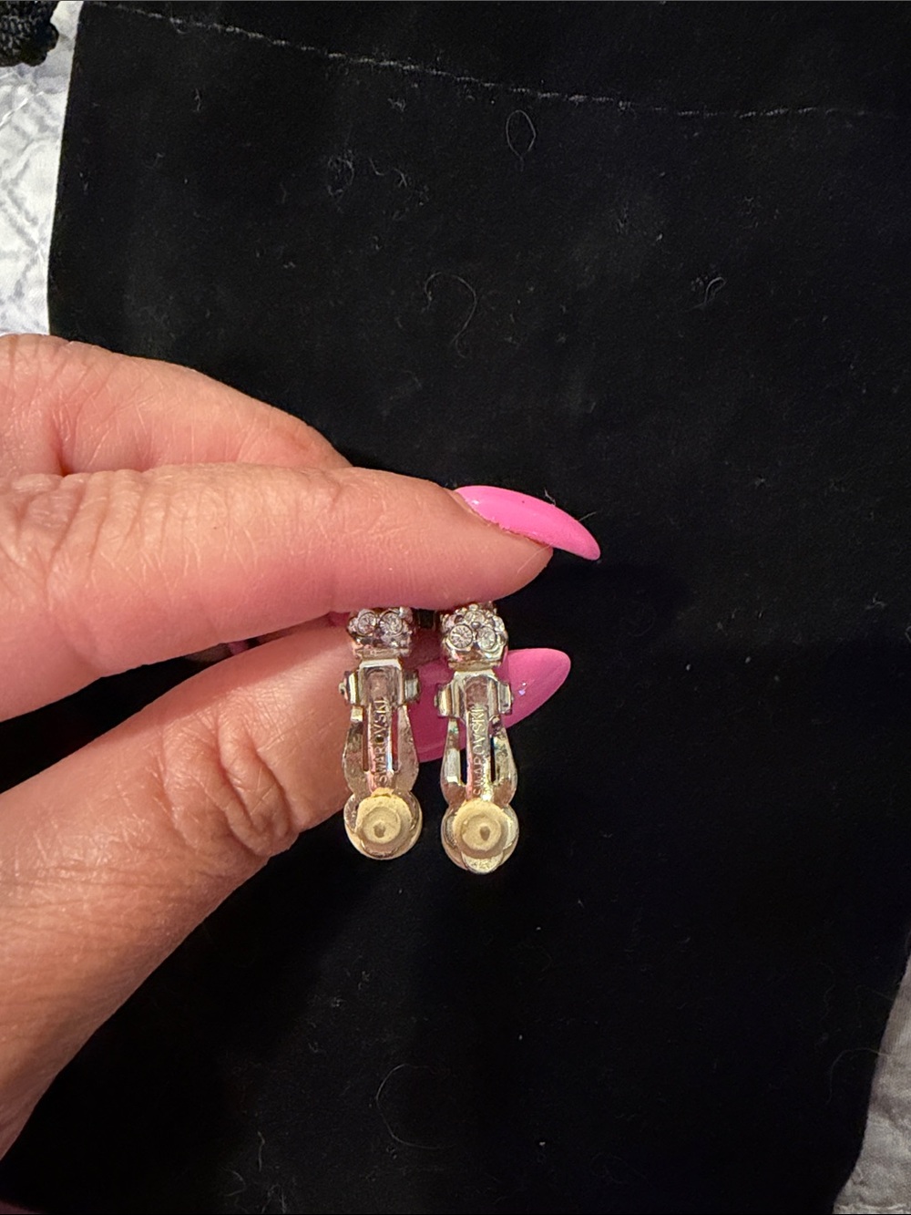 Vintage Swarovski Silver-Tone Clear Crystal Triple-Cluster Clip Earrings - Picture 2 of 4